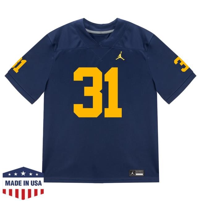 The M Den Michigan Wolverines #31 Nico Andrighetto Student Athlete Blue Football Jersey Hot Shirt