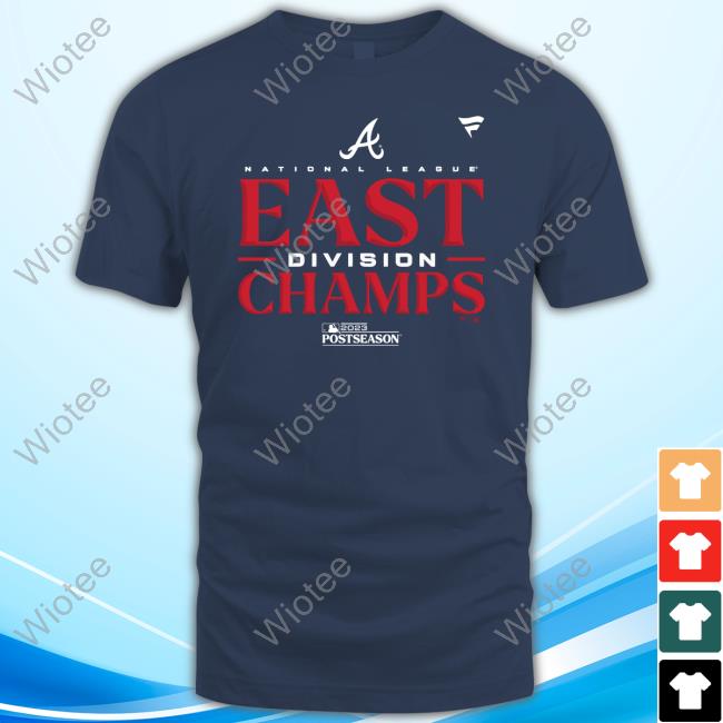 Atlanta Braves Fanatics Branded 2023 NL East Division Champions Locker Room Long Sleeve Tee Official Atlanta Braves Fanatics Branded 2023 NL East Division Champions Locker Room Shirt
