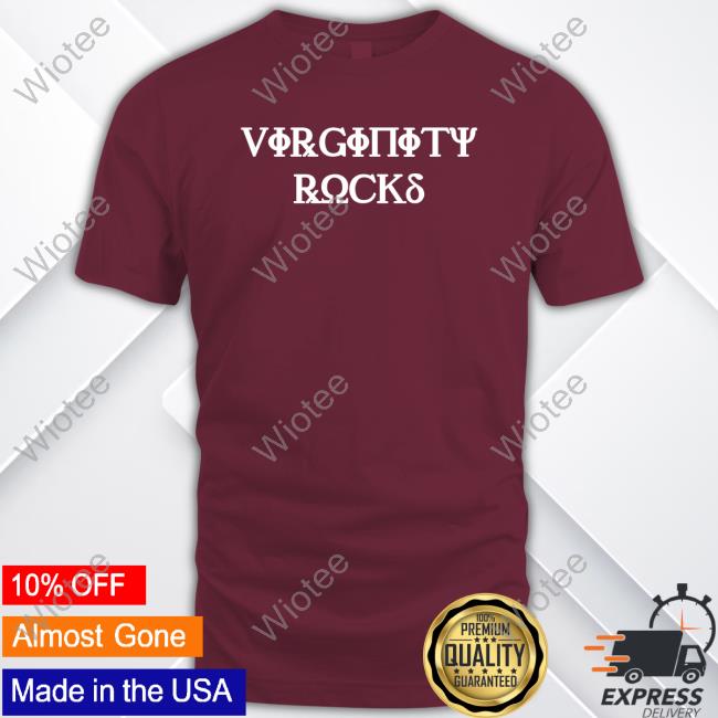 Official Virginity Rocks Greek Maroon Tee Shirt