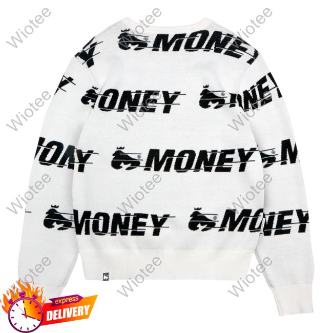 Official Money Clothing Aop Money Clothing Motion Knit Hooded Sweatshirt White
