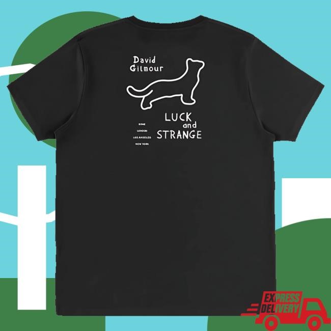 Official David Gilmour Store 2024 Luck And Strange Tour Collection Black Cat Strat Black T-Shirt