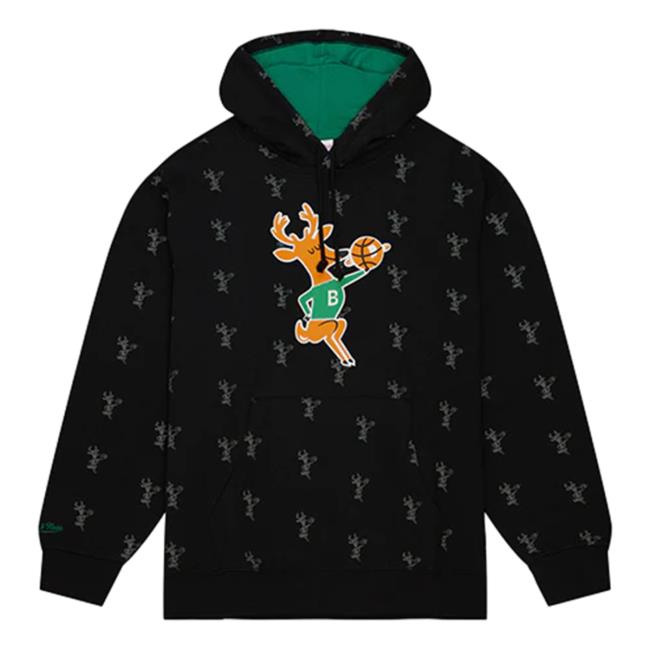 Mitchell & Ness HWC '68 AOP Black Milwaukee Bucks Long Sleeve Tee