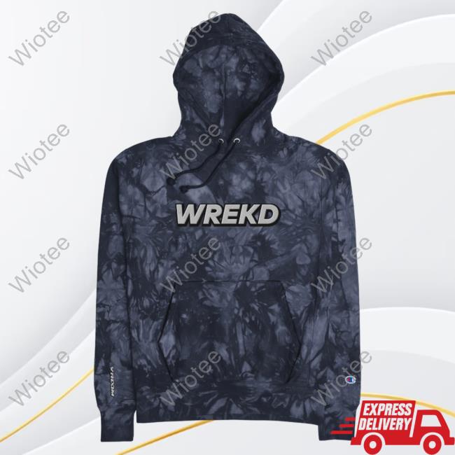Official Wrekd X Vroom Unisex Champion Tie-Dye Hoody Navy