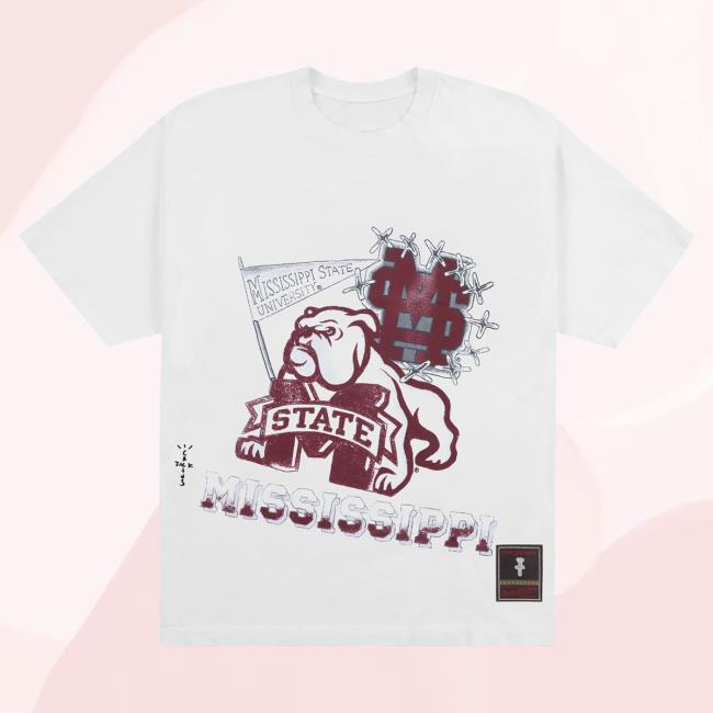 Official Travis Scott Utopia Merch Store CJ X M&N X MISSISSIPPI STATE UNIVERSITY HANDDRAWN T Shirt Travis Scott Apparel Clothing TravisScott
