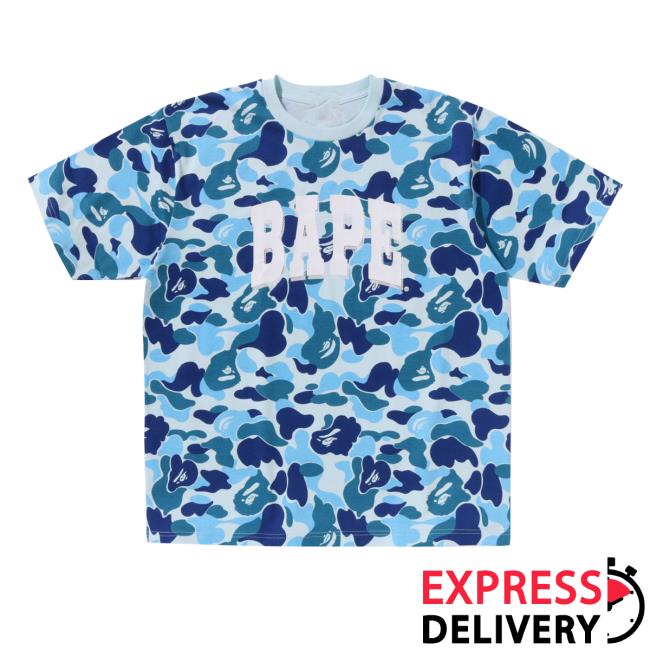 Official BAPE Shop Clothing Store Merch Abc Blue Camo Relaxed Fit BAPE Logo Shirt