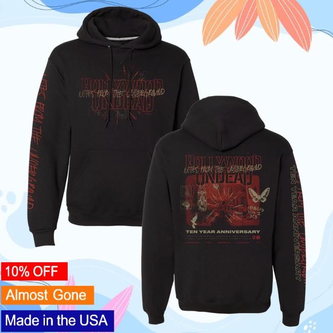 Official Hollywood Undead Merch Store Notes From The Underground 10-Year Anniv. Crew neck Sweatshirt (Black) HollywoodUndead