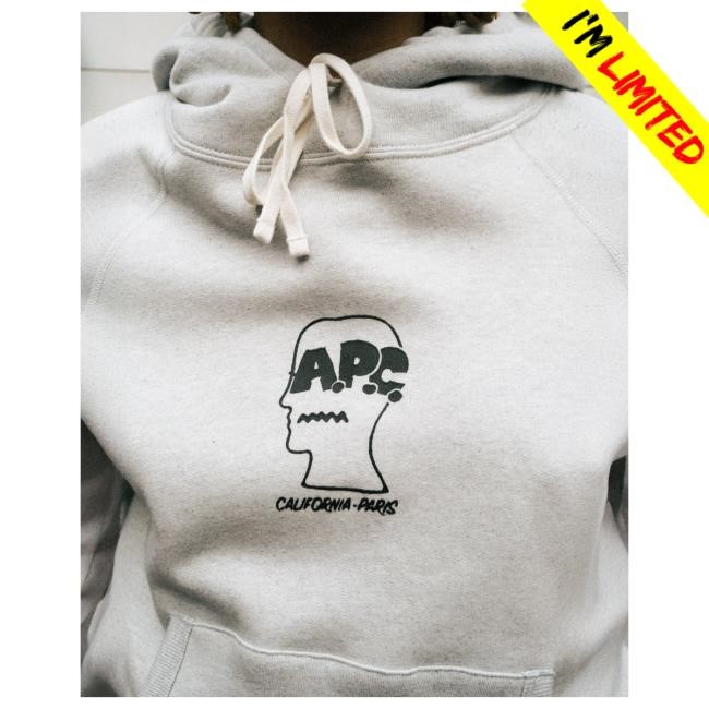 Official Brain Dead Merch Store We Are Brain Dead x A.P.C. Fleece Logo Head Raglan Popover Hoodie - Oatmeal