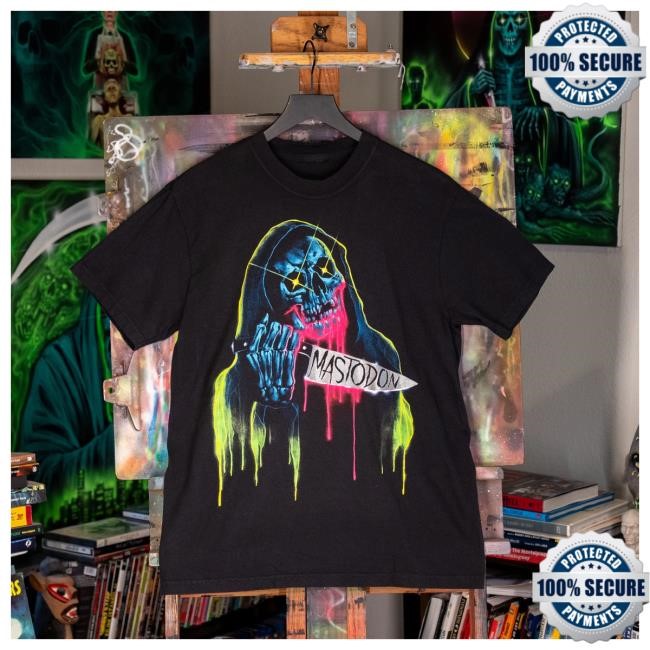 Official Mastodon Rocks Merch Store Mastodon Artist Series CJK Neon Knife Skull Reaper New Shirt