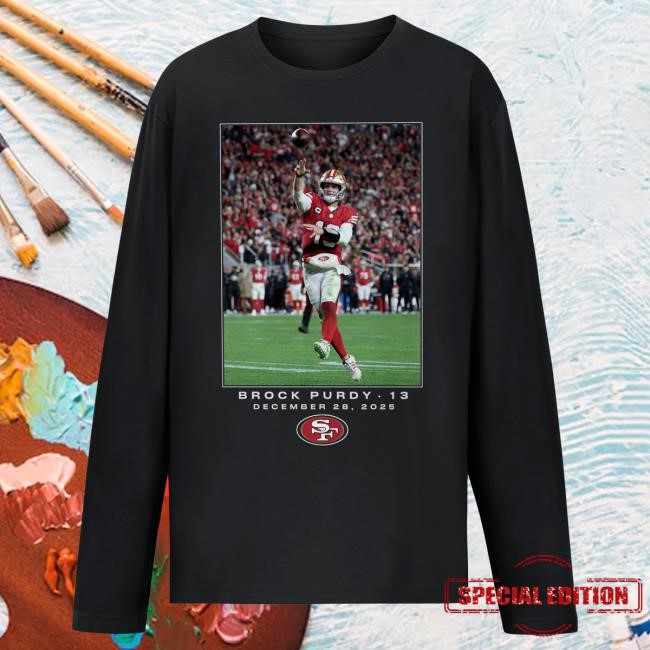 49ers Brock Purdy NFL Football Flash Week 17 Graphic T-Shirt Stadium Gear Brock Purdy Flash Week 17 NFL Football Graphic Tee by San Francisco 49ers