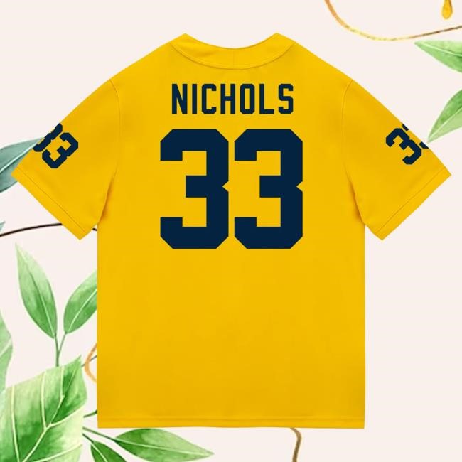 The M Den Michigan Wolverines #33 Dominic Nichols Student Athlete Maize Football Jersey Shirts