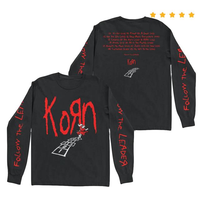 Official Korn Clothing Store Shop Merch Korn The Bold Hopscotch Tracklist Long Sleeve Is A Black Long Sleeve Hot Shirt Korn Follow The Leader
