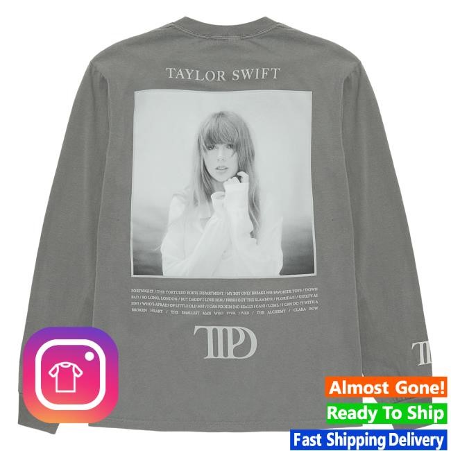 Official Taylor Swift Merch Store The Tortured Poets Department Gray Photo Long Sleeve New Shirt Taylor Swift Apparel Clothing TaylorSwift