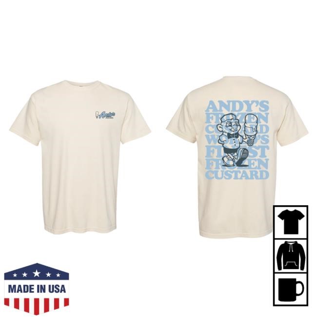 Official Andy's Frozen Custard Andy's Comfort Colors Hugh Shirts -Ivory Official Andy's Frozen Custard Merch Andy's Comfort Colors Hugh Tee -Ivory