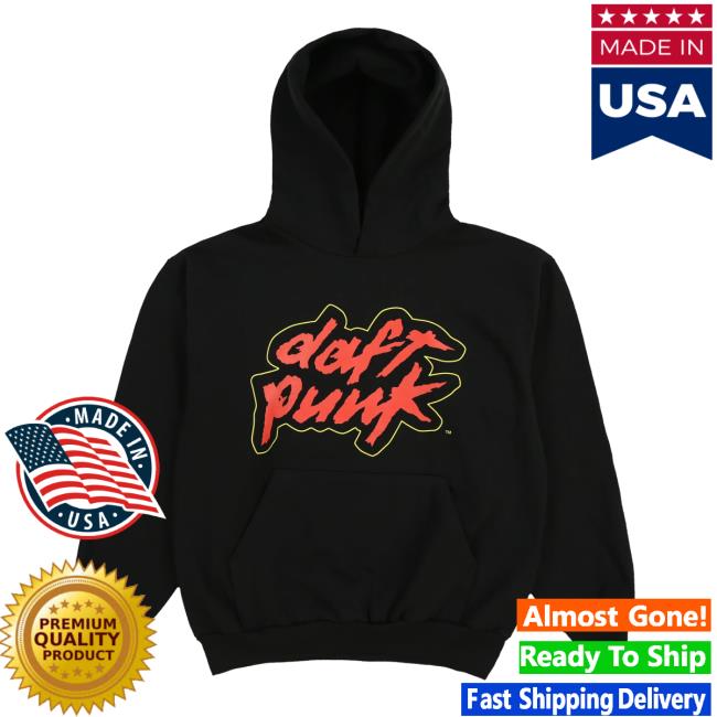 Official Daft Punk Merch Store Classic Daft Punk Logo Black Pull Over Hoodie