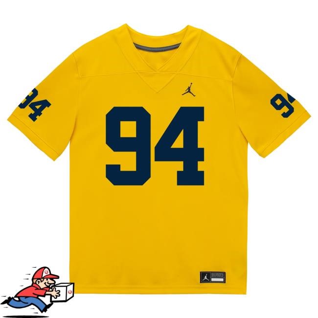The M Den Michigan Wolverines #94 Nate Marshall Student Athlete Maize Football Jersey Tee The M Den Michigan Wolverines #94 Nate Marshall Student Athlete Maize Football Jersey New Shirt
