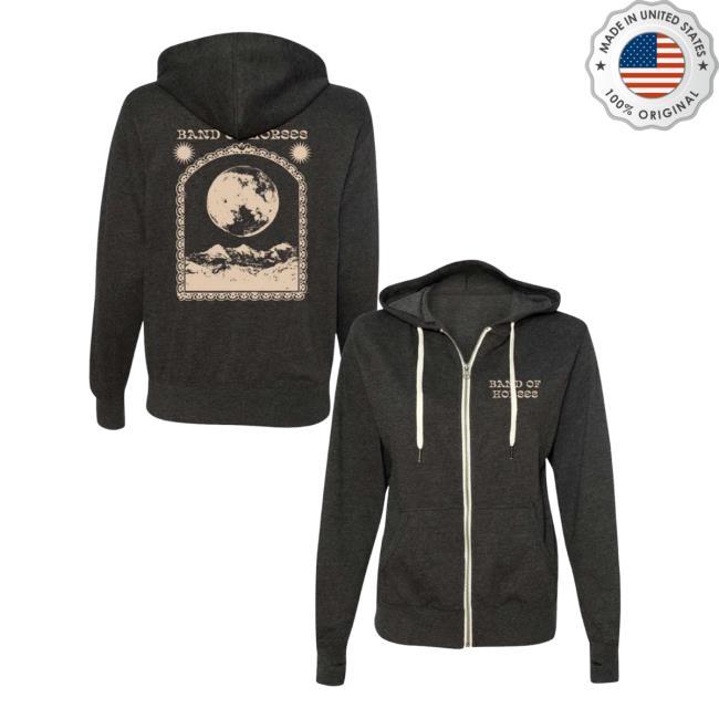 Official Band Of Horses Merch Mountain Moon Zip Up Crew neck Sweatshirt BandofHorses