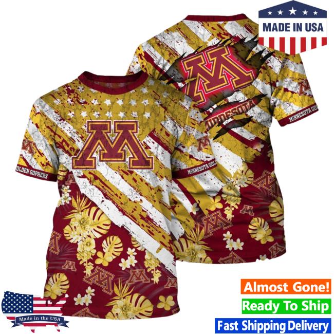 Banantees Minnesota Golden Gophers Tropical Flower Style And Flag All Over Printed 3D Sweater