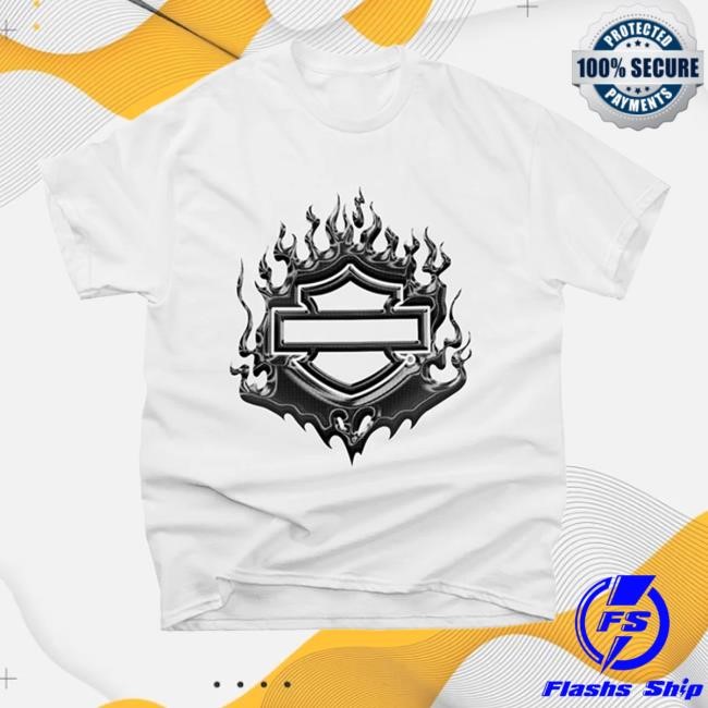 Official Shop Post Malone Post Malone X H-D Flaming Bar & Shield White Top Shirt
