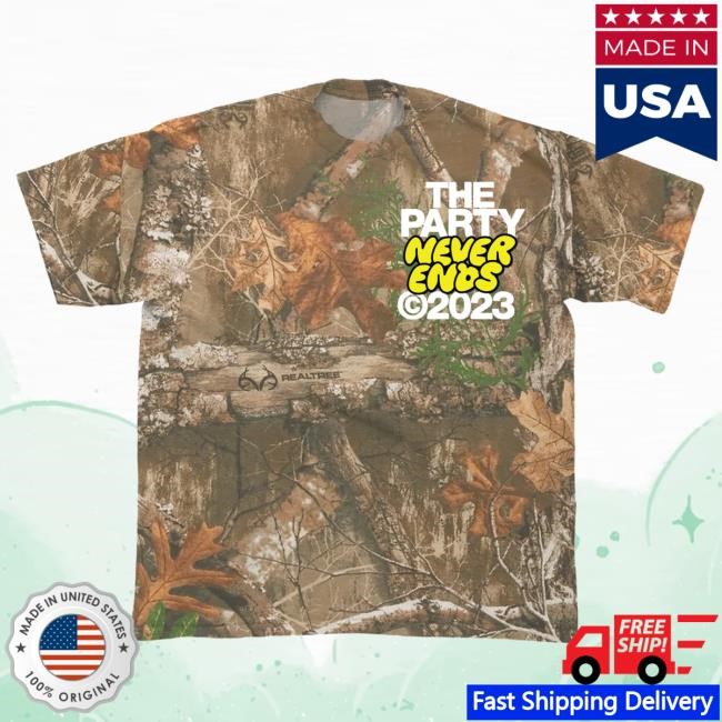 Official The Chainsmokers Merch The Chainsmokers The Party Never Ends Real Tree Camo Popover Shirt