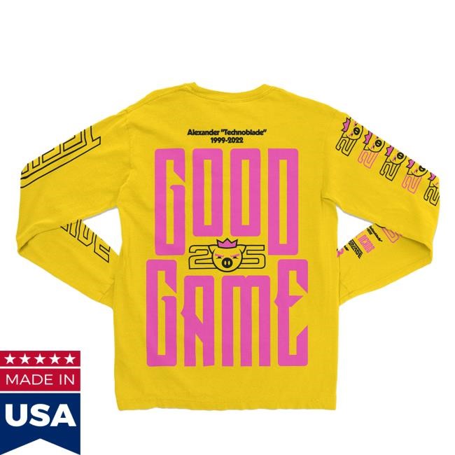 Technoblade Official Merch Store Good Game 25 Redux Yellow L/S T Shirt