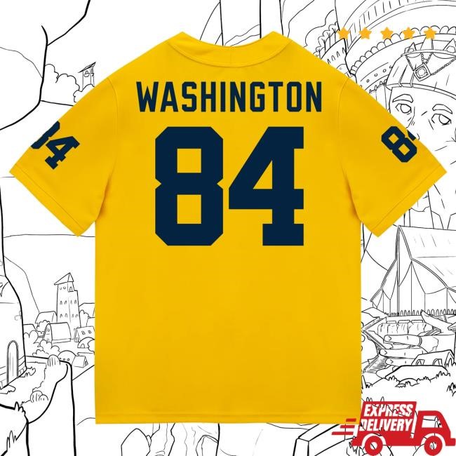 Official The M Den Michigan Wolverines #84 Jacob Washington Student Athlete Maize Football Jersey Tees