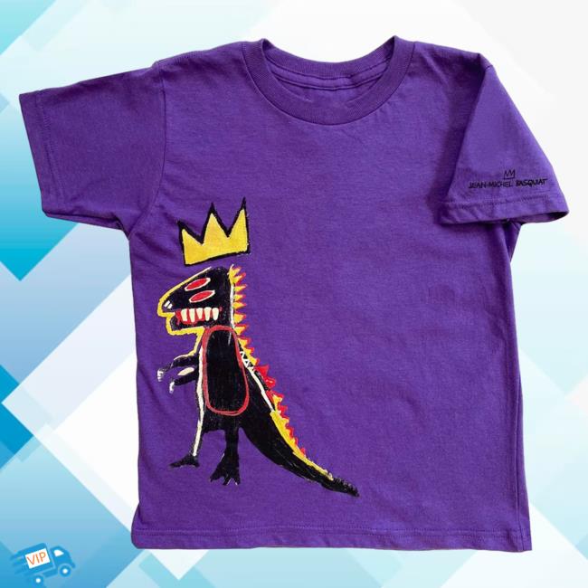Official The Brant Foundation x Rome Pays Off Jean-Michel Basquiat Pez Dinosaur Shirt New Purple BrantFoundation