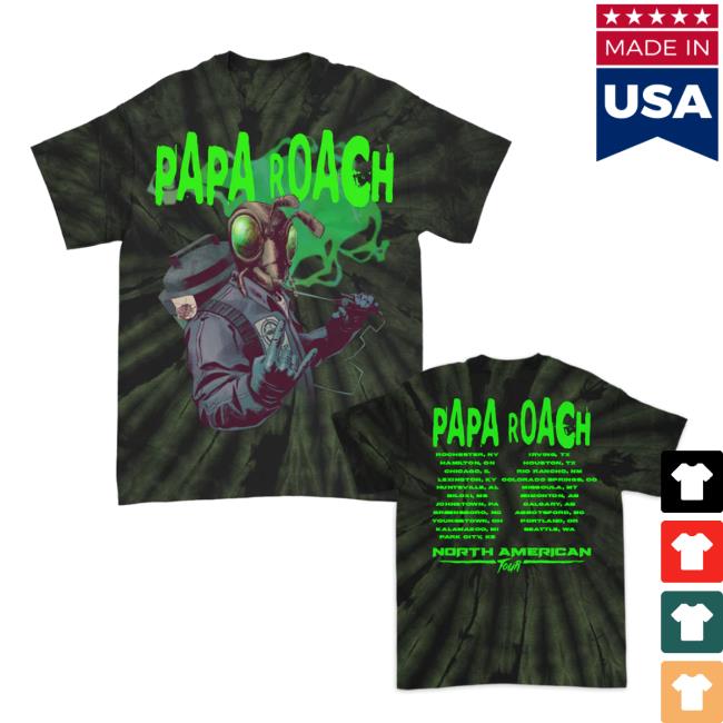 Official Papa Roach Exterminator Rockzilla 2 Tour Shirt New Spider Dye Paparoach