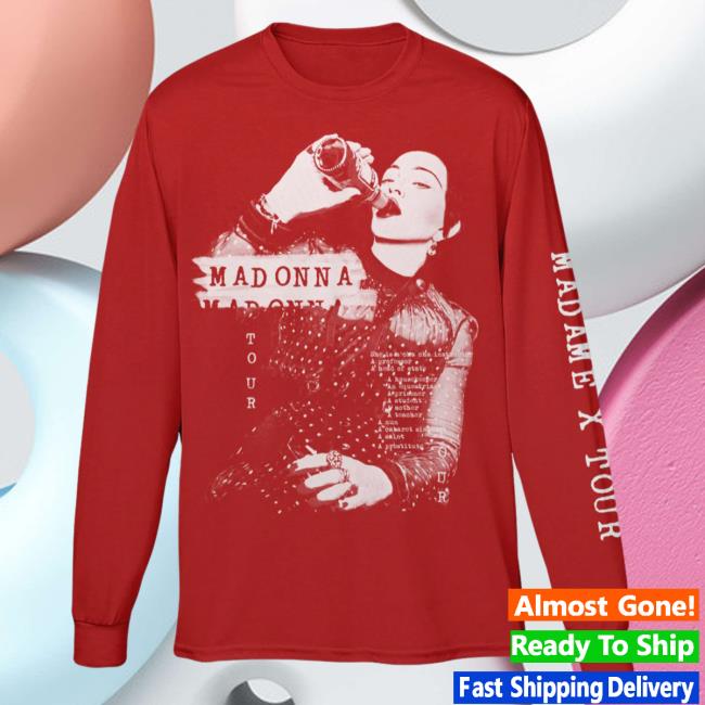 Official Madonna Merch Store Madame X Tour Red Long Sleeve Shirts Madonna Louise Ciccone Clothing Shop