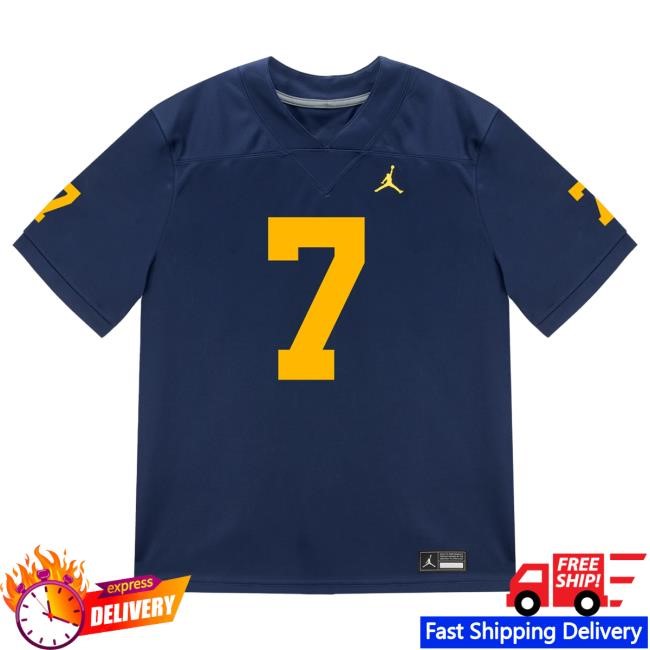 The M Den Michigan Wolverines #7 TJ Metcalf Student Athlete Blue Football Jersey Tees