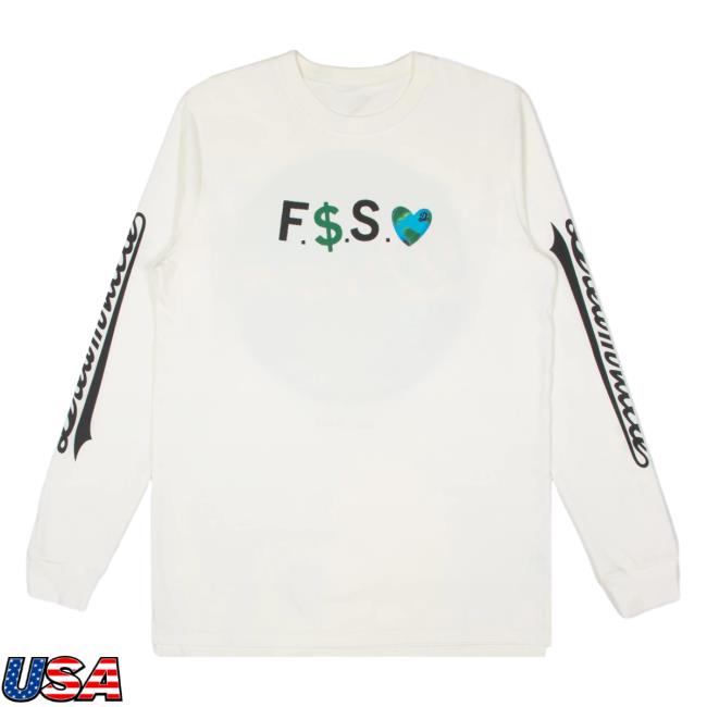 Official Dreamville Merch Fuck Money Save Earth Long Sleeve T Shirt Cream Dreamville Records
