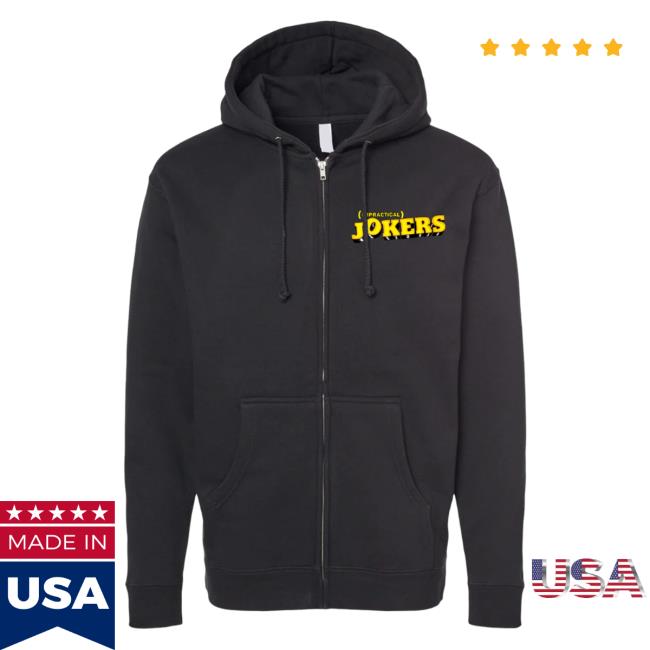 Impractical Jokers Store Shop Black Caricature Logo Zip Up Pullover Hoodie ImpracticalJokers