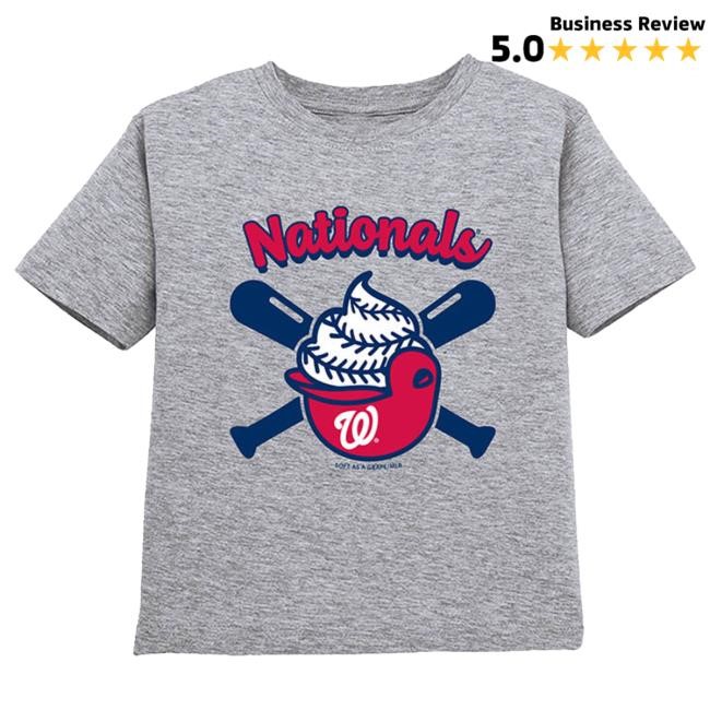 Washington Nationals Toddler Grey Ice Cream Helmet Short Sleeve Tshirt | Rally House Official Merch Store – Buy Official MLB T Shirt