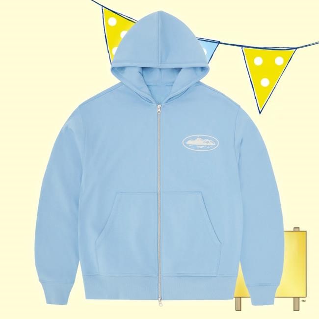 Official Corteiz Island Zip Hoodies [Baby Blue]