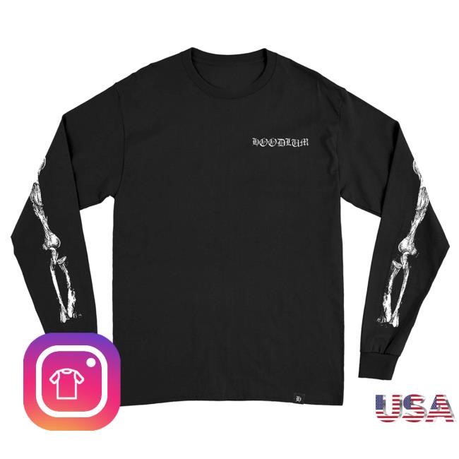Official Hoodlum Shop Merch Bones Black Long Sleeve Top Shirt