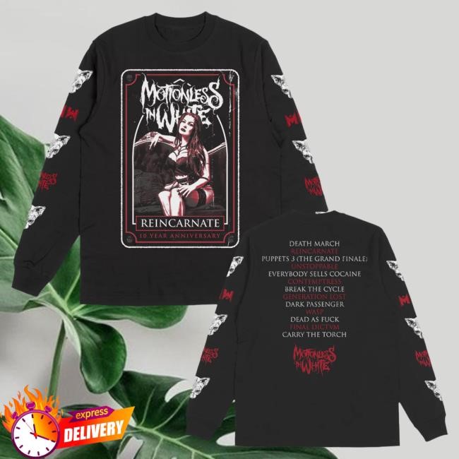 Official Miwmerch Motionless In White The Queen Long Sleeve Tee Shirt (Black) Miw Merch Store