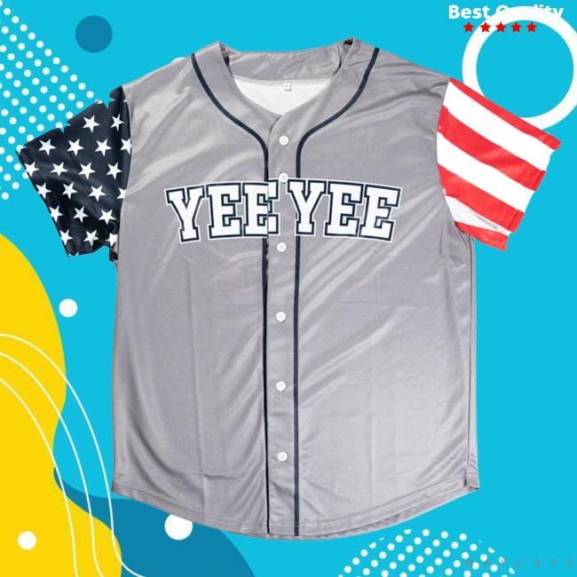 Official Yee Yee Apparel Store Grey Baseball Jersey Shirt New