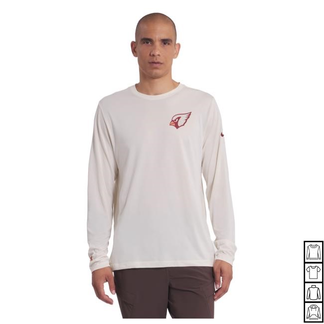 Official NFL Store Men's Arizona Cardinals Nike Natural 2025 Rivalries Collection Sideline Legend Long Sleeve T-Shirts ArizonaCardinals