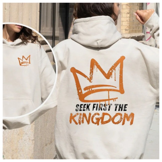 Guidingcross Seek First The Kingdom Christian Fleece Hoodie Set Pullover Hoodie