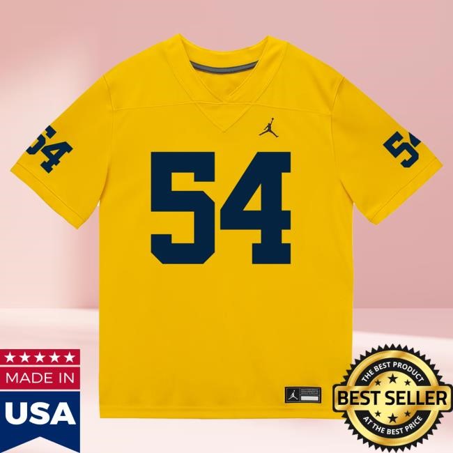 Michigan Wolverines #54 Andrew Sprague Student Athlete Maize Football Jersey Tee The M Den Shop