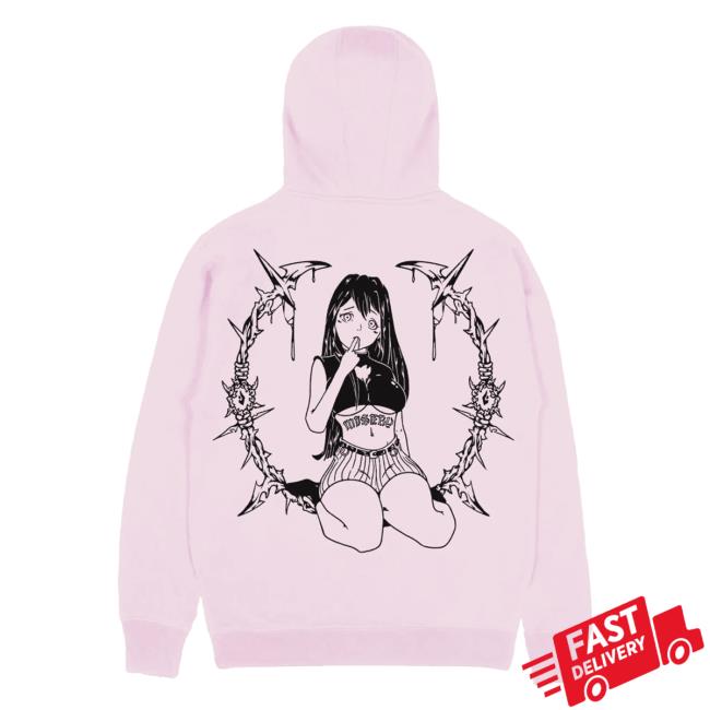 Official Misery Worldwide Misery Worldwide On Your Knees Graphic Print Pink Crew neck Sweatshirt