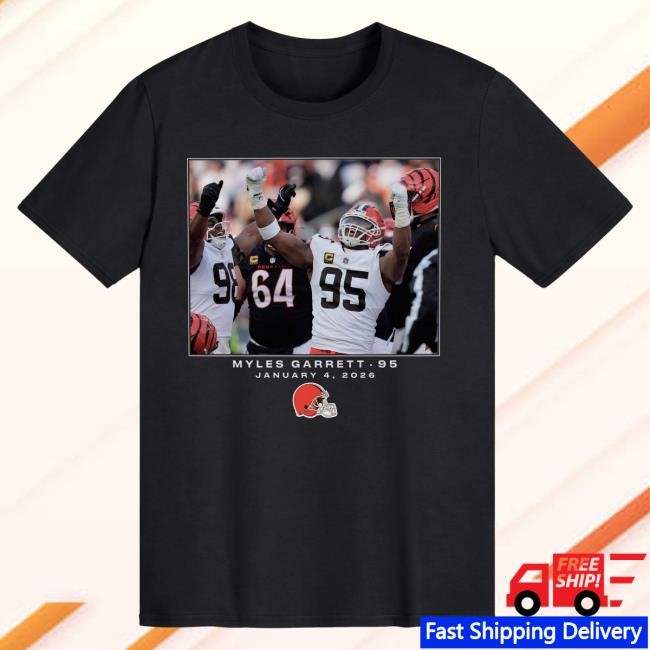 Myles Garrett Cleveland Browns NFL Flash Features Week 18 T-Shirt Black
