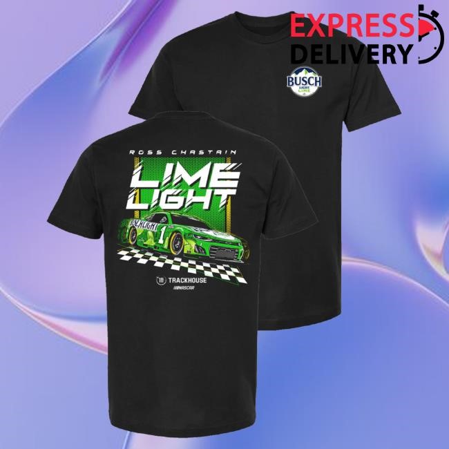 Ross Chastain #1 Busch Light LIME Tshirt Trackhouse Racing Team Official