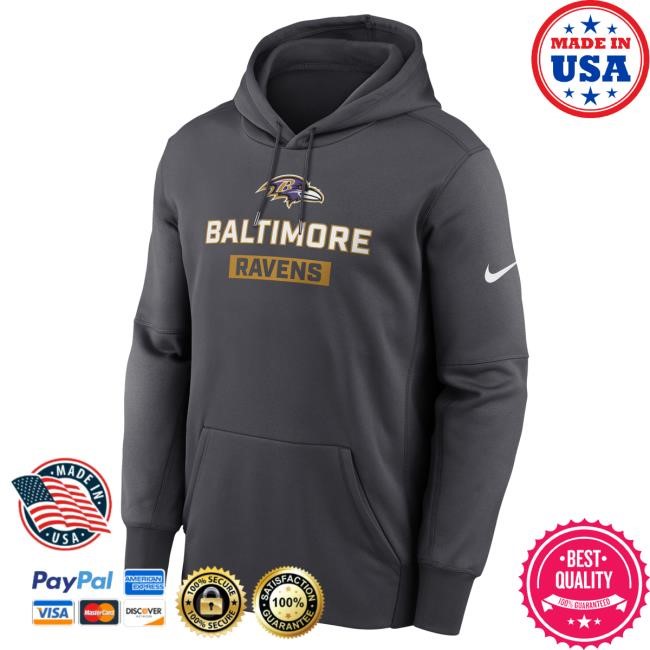 Official NFL Merch Men's Baltimore Ravens Nike Anthracite Toss Sweep Hoody ArizonaCardinals