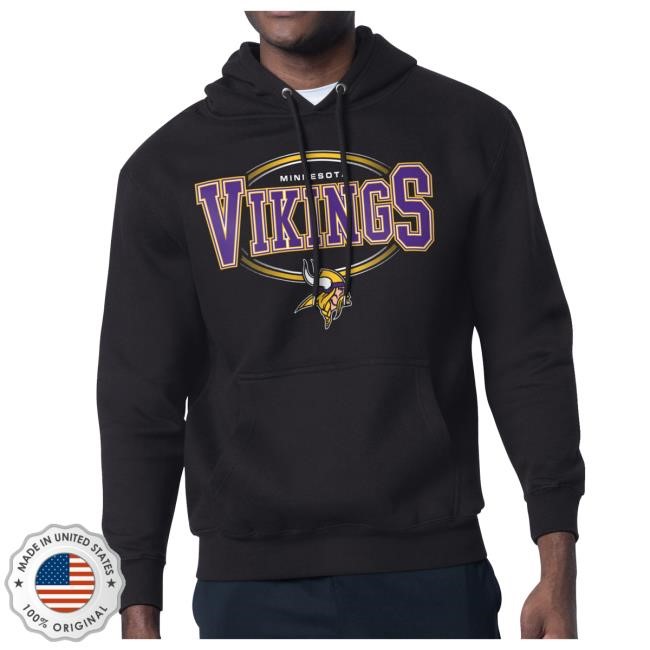 Official Minnesota Vikings Shop Men's Starter Black Minnesota Vikings Team Track Graphic Hooded Sweatshirt MinnesotaVikings