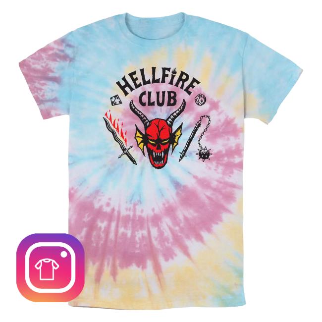 Official Kohls Apparel Clothing Store Shop Merch Licensed Character Stranger Things Hellfire Club Logo Tie Dye Shirt New