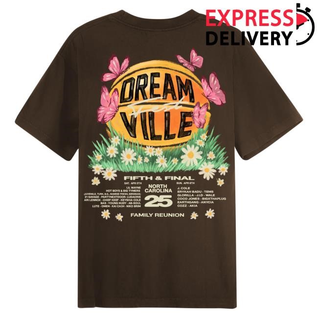 Official Dreamville Festival DV 25 Basketball Mocha Lineup Tees