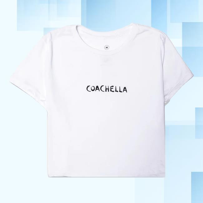 Official Coachella Merch Store Shop Classic White Crop T-Shirt Official Coachella Merch Store Shop Classic White Crop Popover Shirt