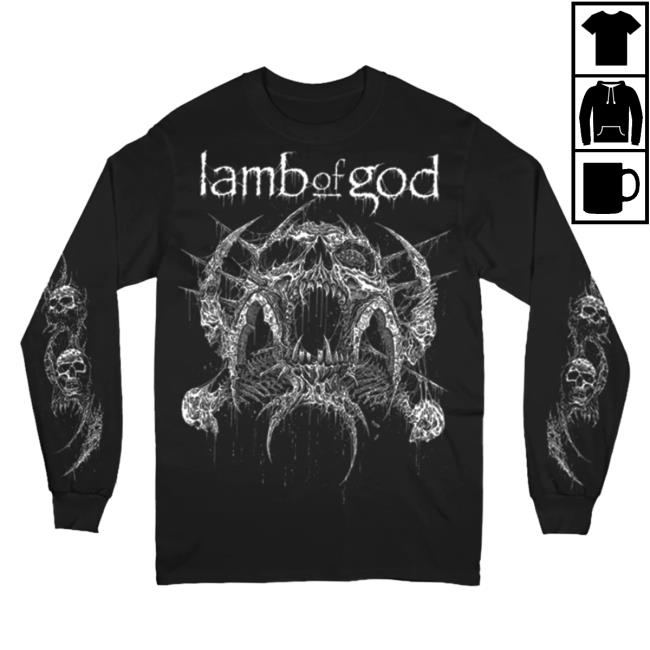 Official Lamb Of God Merch Store Shop Lamb Of God X Mark Riddick Skull Long Sleeve T Shirt Lambofgod