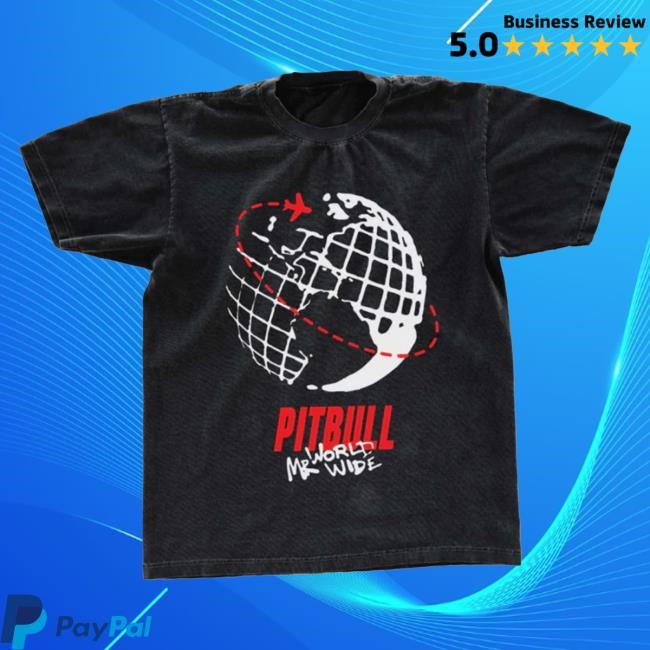 Official Pitbull Merch Store Pitbull Globe Shirt New - BLK Pitbull Clothing Shop