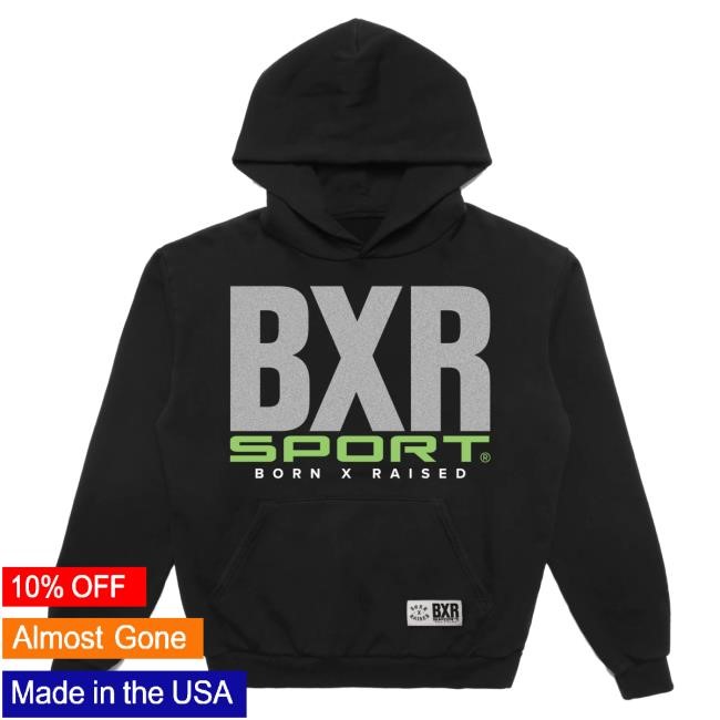 Official Born X Raised Merch BXR Sport: Jumbo Standard Popover Hoodie: Black BornXRaised